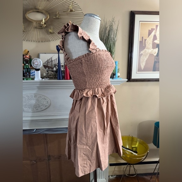 Tularosa Revolve Linen Smocked Ruffle Tank Mini Dress size S - Picture 9 of 13